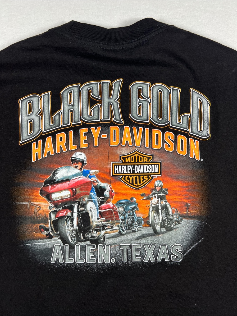 Harley Davidson Motor Cycles Black Gold Black Mens Short Sleeve Shirt Size XL - Picture 9 of 9